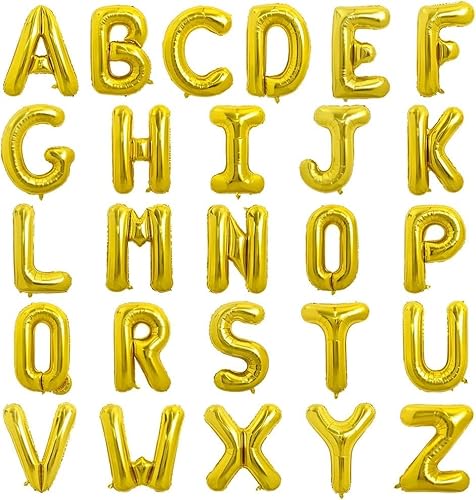 TONIFUL 52 Stück 16 Zoll Gold Buchstabe A-Z Ballons Benutzerdefinierte Phrase Mylar Folie Alphabet Erstellen Sie Ihr Eigenes Banner für Geburtstag Jubiläum Feier Graduierung Party Supplies von TONIFUL