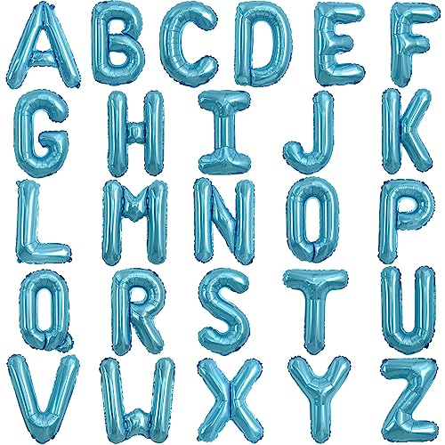 TONIFUL 52 Stück 16 Zoll Hellblaue Buchstabe A-Z Ballons Benutzerdefinierte Phrase Mylar Folie Alphabet Erstellen Sie Ihr Eigenes Banner für Geburtstag Jubiläum Feier Graduierung Party Supplies von TONIFUL