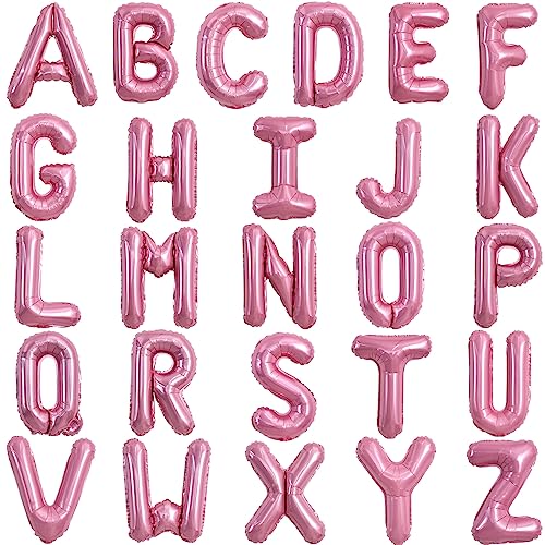 TONIFUL 52 Stück 16 Zoll Hellrosa Buchstabe A-Z Ballons Benutzerdefinierte Phrase Mylar Folie Alphabet Erstellen Sie Ihr Eigenes Banner für Geburtstag Jubiläum Feier Graduierung Party Supplies von TONIFUL