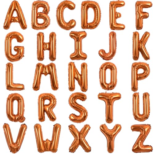 TONIFUL 52 Stück 16 Zoll Orangefarbene Buchstabe A-Z Ballons Benutzerdefinierte Phrase Mylar Folie Alphabet Erstellen Sie Ihr Eigenes Banner für Geburtstag Jubiläum Feier Graduierung Party Supplies von TONIFUL