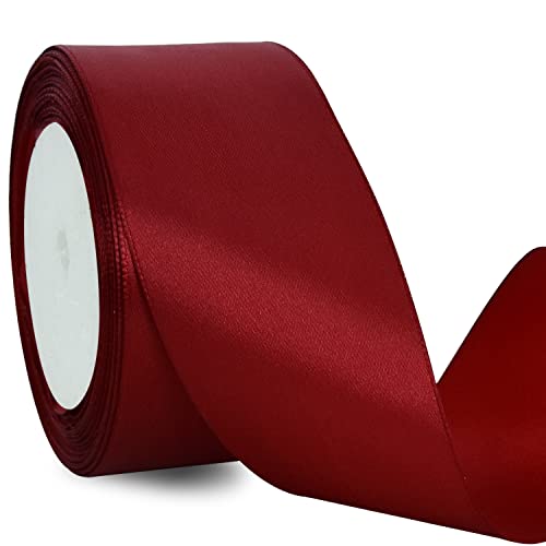 TONIFUL 5cm x 20M Claret ​Band breit geschenkband große Schleife Satinband für Auto Bogen Schleifen Partydekoration Stuhl Hochzeit Der Valentinstag Geschenkverpackungen Strauß geschenkband von TONIFUL