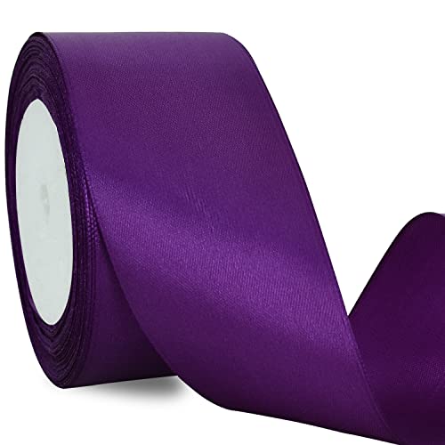 TONIFUL 5cm x 20M Dunkelviolett ​band breit geschenkband große schleife satinband für auto Bogen Schleifen Partydekoration Stuhl Hochzeit Der Valentinstag Geschenkverpackungen Strauß geschenkband von TONIFUL