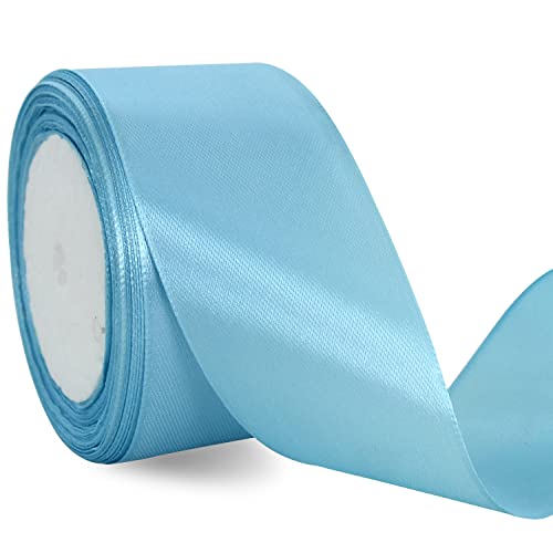 TONIFUL 5cm x 20M Hellblau ​Band breit geschenkband große Schleife Satinband für Auto Bogen Schleifen Partydekoration Stuhl Hochzeit Der Valentinstag Geschenkverpackungen Strauß geschenkband von TONIFUL