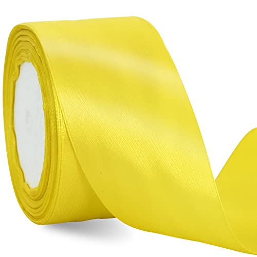 TONIFUL 5cm x 20M Helles Gelb ​band breit geschenkband große schleife satinband für auto Bogen Schleifen Partydekoration Stuhl Hochzeit Der Valentinstag Geschenkverpackungen Strauß geschenkband von TONIFUL