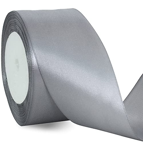 TONIFUL 5cm x 20M Silber ​Band breit geschenkband große Schleife Satinband für Auto Bogen Schleifen Partydekoration Stuhl Hochzeit Der Valentinstag Geschenkverpackungen Strauß geschenkband von TONIFUL