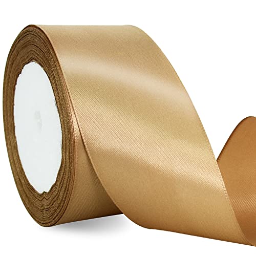 TONIFUL 5cm x 20M golden ​Band breit geschenkband große Schleife Satinband für Auto Bogen Schleifen Partydekoration Stuhl Hochzeit Der Valentinstag Geschenkverpackungen Strauß geschenkband von TONIFUL