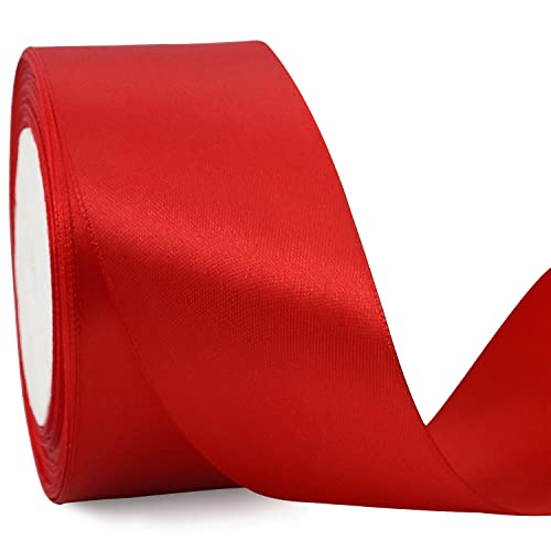 TONIFUL 5cm x 20M rotes ​band breit geschenkband große schleife satinband für auto Bogen Schleifen Partydekoration Stuhl Hochzeit Der Valentinstag Geschenkverpackungen Strauß geschenkband von TONIFUL