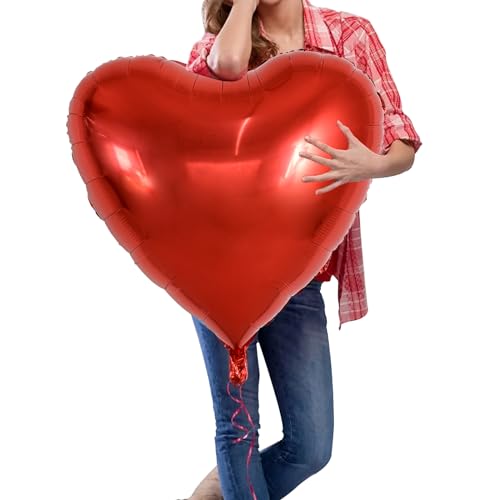 TONIFUL 6 Stück 81,3 cm rote Herzballons Valentinstag Herzform Folie Mylar Ballons Dekoration für romantischen Valentinstag, Hochzeit, Brautparty, Jahrestag, Verlobung, Partyzubehör von TONIFUL