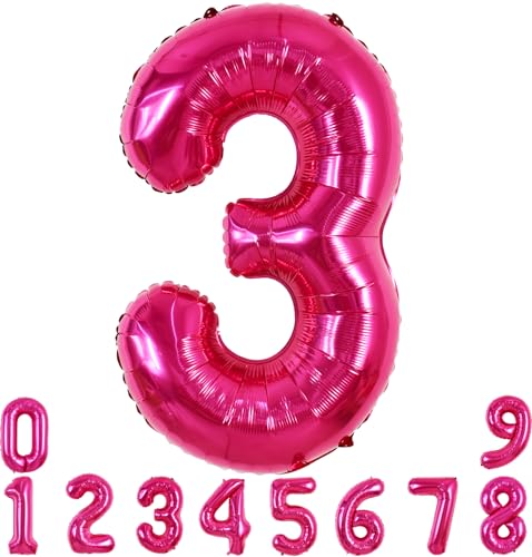 TONIFUL Luftballon mit großen Zahlen, 101,6 cm, für Geburtstagsparty, Hochzeit, Brautparty, Verlobung, Abschlussfeiern, Jahrestag, 101,6 cm, Pink von TONIFUL