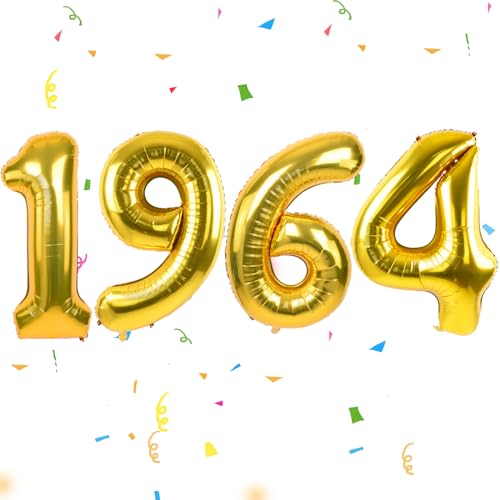 TONIFUL Luftballons zum 60. Geburtstag, Goldfarben 1964, Ballon-Banner, Party-Dekorationen für Männer und Frauen, 60. Geburtstag, 60. Jahrestag, Partyzubehör, Foto-Requisiten, Hintergrunddekoration von TONIFUL