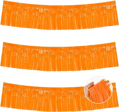 TONIFUL Metallic-Folien-Fransengirlande, Macaron, Orange, Wandbehang, Lametta-Fransenbanner für Auto-Parade, Brautparty, Hochzeit, Geburtstag, Ostern, Abschlussfeier, Urlaub, Party-Dekoration (9 m) von TONIFUL