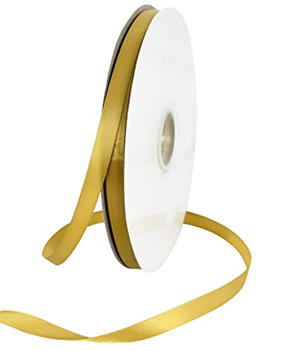 TONIFUL Satinband Dunkelgold 10mm, 91 Meters Dekoration Geschenkband Fein Schleifenband, Stoffband für Hochzeit, Taufe und Geburtstag Geschenke Der Valentinstag Verpackung von Geschenken von TONIFUL