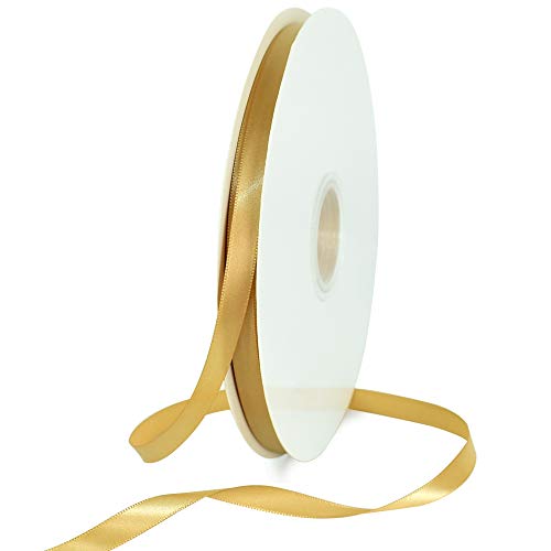 TONIFUL Satinband Gold 10mm, 91 Meters Dekoration Geschenkband Fein Schleifenband, Stoffband für Hochzeit, Taufe und Geburtstag Geschenke Der Valentinstag Verpackung von Geschenken von TONIFUL