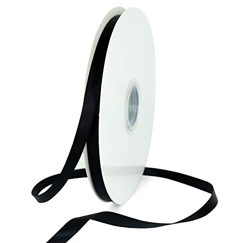 TONIFUL Satinband schwarz 10mm, 91 Meters Dekoration Geschenkband Fein Schleifenband, Stoffband für Hochzeit, Taufe und Geburtstag Geschenke Der Valentinstag Verpackung von Geschenken von TONIFUL