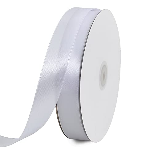 TONIFUL Satinband weiß 25mm, 91 Meters Dekoration Geschenkband Fein Schleifenband, Stoffband für Hochzeit, Taufe und Geburtstag Geschenke Der Valentinstag Verpackung von Geschenken von TONIFUL