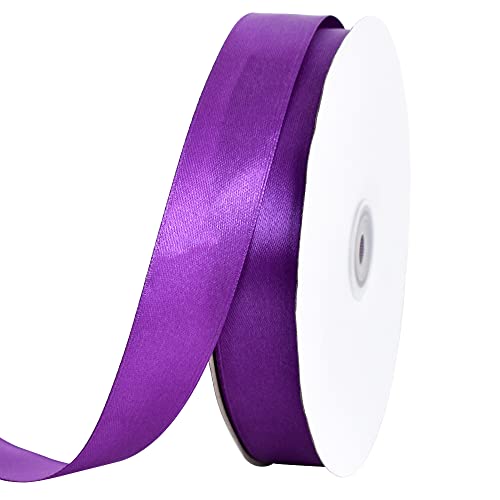 TONIFUL Violettes Satinband, 2,5 cm x 91,4 m, dünnes einfarbiges Satinband für Geschenkverpackungen, Basteln, Haarschleifen, Hochzeitsdekoration, Einladungskarten, Blumensträuße, Weihnachten von TONIFUL