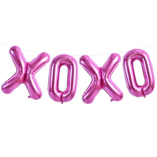 TONIFUL XOXO Luftballons aus Folie, 40,6 cm, ideal für romantischen Valentinstag, Hochzeit, Brautparty, Jahrestag, Verlobung, Partyzubehör (Rosarot) von TONIFUL
