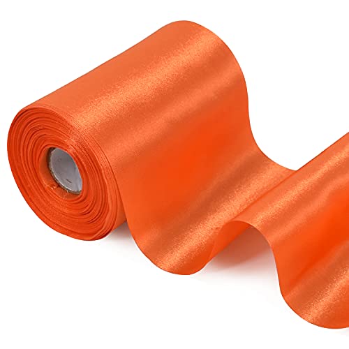 TONIFUL breites oranges Satinband, 10,2 cm x 22 m, großes Band zum Schneiden von Zeremonien von TONIFUL