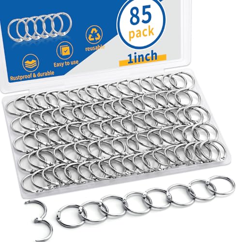 Binderinge, 2,5 cm, 85 Stück, vernickelte Silber-Metallringe für Karteikarten und Schlüsselanhängerringe, lose Blätter, Binderinge für Buchringe, Papierringe, robuste Ringbuchklammern für Schule, von TONOS