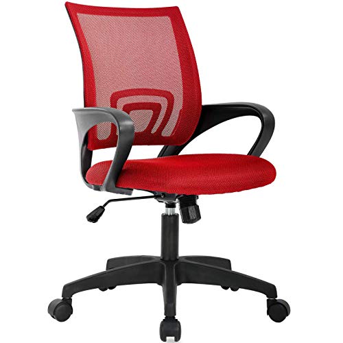 TONZN Computerstuhl, ergonomischer Schreibtischstuhl aus Netzstoff, Chefsessel mit Armlehne und Lendenwirbelstütze (rot, 43 x 52 cm (17 x 20 Zoll)) von TONZN