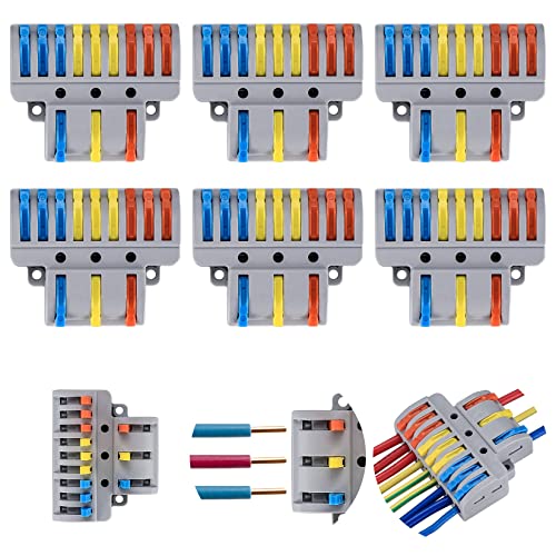 Klemmen Set, 6 Stk Kompakten Steckklemmen, Verbindungsklemme Set mit Hebel, Draht Push Kompakt Kabelverbinder, 3 in 9 elektrische Leiterverbinder mit 20 Schrauben von TOOINKCV