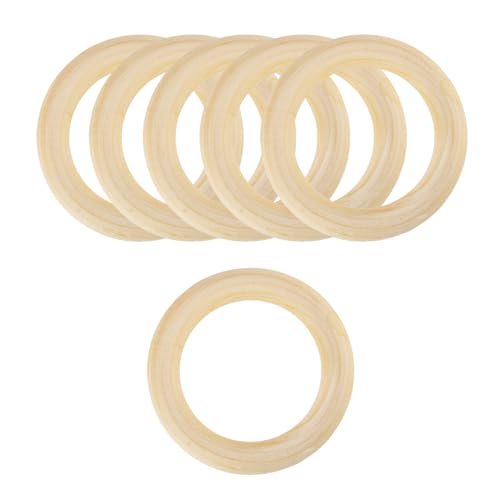 TOOINKCV 6 Stk Holzringe zum Basteln, Natürliche Holz Ringe, Unbehandelter Holz Makramee Ringe, für DIY Schmuck Makramee Armband Anhänger Schmuckherstellung Dekoration Ringe - (Ø 90mm) von TOOINKCV