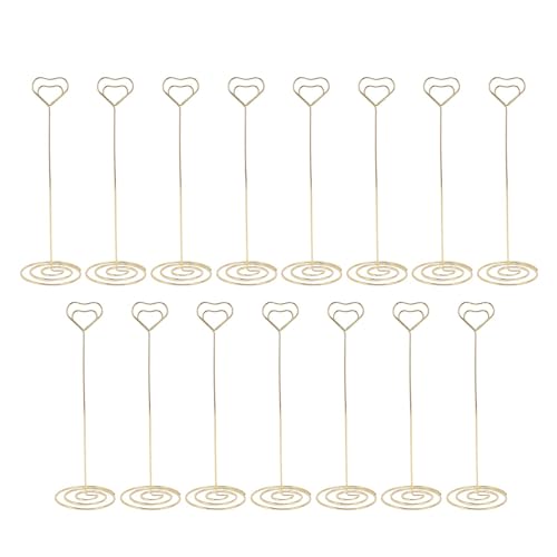 TOOLSGO 15 Stück elegante goldene herzförmige Tischkartenhalter Eisen Draht Platzkarten Clips für Hochzeiten Fotodisplays Lebensmittelzeichen Memo Notizen von TOOLSGO