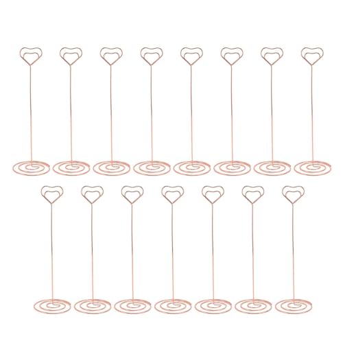 TOOLSGO 15 Stück elegante roségoldene herzförmige Tischkartenhalter Eisen Draht Platzkarten Clips für Hochzeiten Fotodisplays Lebensmittelzeichen Memo Notizen von TOOLSGO