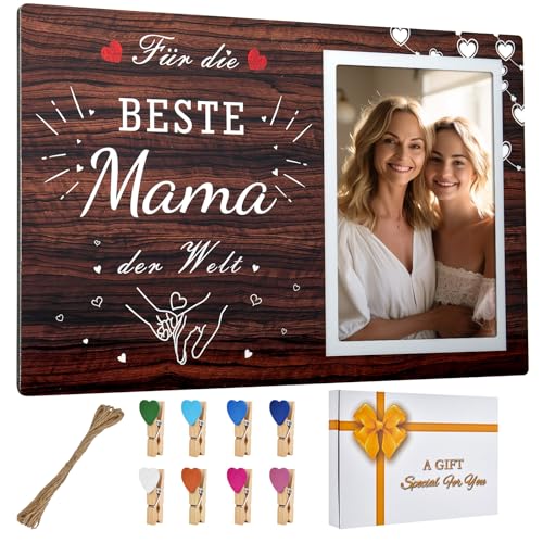 TOONGEEN Personalisierte Geschenke für Mama zum Geburtstag, Geburtstagsgeschenk Geschenkideen für Mama Mütter Geburtstag, Bilderrahmen Holz 10x15cm Mama Tochter Sohn Geschenk von TOONGEEN