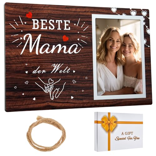 TOONGEEN Personalisierte Geschenke für Mama zum Geburtstag, Geburtstagsgeschenk Geschenkideen für Mama Mütter Geburtstag, Bilderrahmen Holz 10x15cm Mama Tochter Sohn Geschenk von TOONGEEN