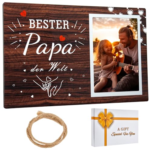 TOONGEEN Vatertagsgeschenk für Papa, Personalisiert Geburtstagsgeschenke für Papa Vater Geschenk Geburtstag, Papa Bilderrahmen Holz 10x15cm Vatertag Geschenke von Kindern Tochter Sohn von TOONGEEN