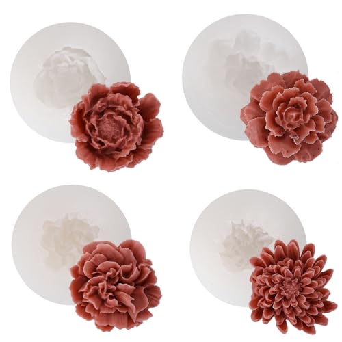 Kerzen Silikonformen Set - Silikonform Blumen, 4PCS Silikonformen Blumen, Silikonformen Gießformen Blumen, TOOSOAR Kerzen Formen Silikon von TOOSOAR