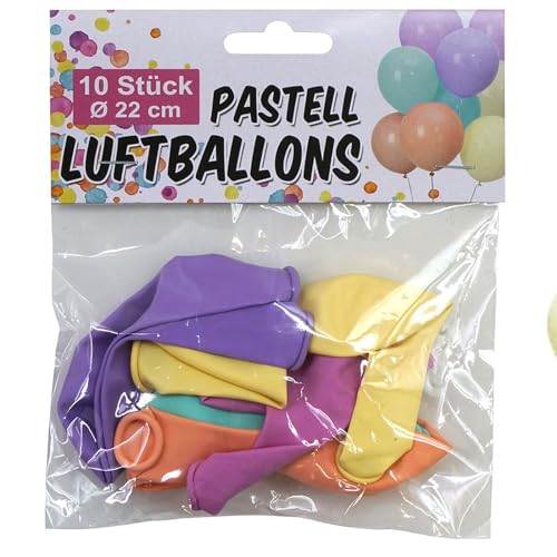 Pastell Premium Luftballons 10 Stück bunte Farben Naturlatex 20-25cm von TOP TEN