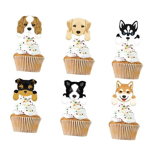 36st Welpenkuchen Cupcake Topper Zum Geburtstag Hund Partybevorzugung Cupcake-topper Mit Hund Cupcake-verzierung Hundekuchen Cupcake-kapazitäten Bambus Haustier Hund Einstecken von TOPBATHY