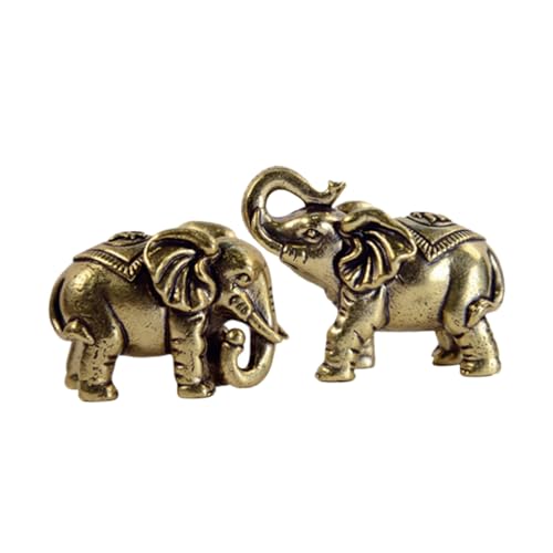 TOPBATHY 1 Paar Elefantenornamente aus Messing Messingtiere Mini-Messingornament Miniatur-Elefant handwerkliche Verzierung Tier schmückt Elefanten-Partydekorationen Elefantendekor Golden von TOPBATHY