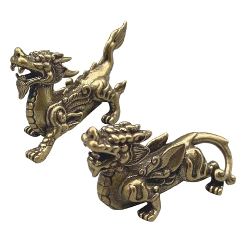 TOPBATHY Alte Chinesische Kreaturen Mini Messing Lin Statue Desktop Dekoration Feng Shui Home Ornament von TOPBATHY