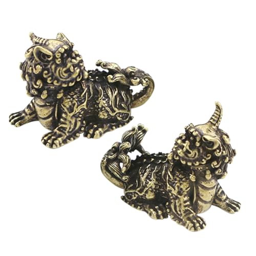 TOPBATHY 1 Paar Reines Kupfer Glückverheißende Tierornamente Schmuckknopf Schreibtischdekoration Einzigartige Mini Drachenfigur Gastgeschenke Hardware Chi Pflanzenanhänger von TOPBATHY