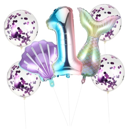 TOPBATHY 1 Satz 7 Stk Meerjungfrau Ballon Muscheldekor Party Folienballons Dekorationen Ballons Mit Meerjungfrauenflosse Luftballons Zum 3. Geburtstag Latexballon Violett Emulsion von TOPBATHY