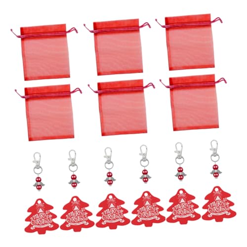 TOPBATHY 1 Satz Christbaumschmuck Countdown-taschen Mit Kordelzug Schneemann-adventskalender Zum Aufhängen Weihnachtsbaum Weihnachtsbevorzugungstaschen Weihnachtsengel Organza Rot von TOPBATHY