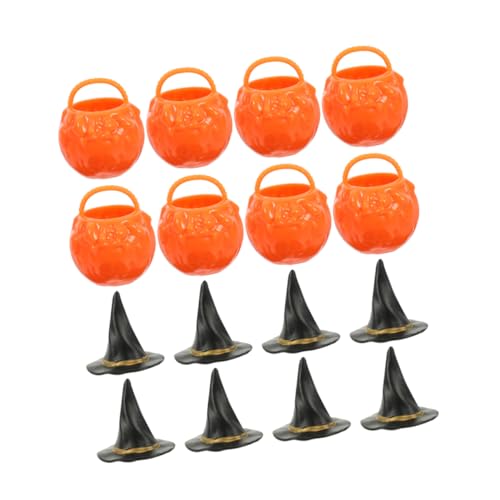 TOPBATHY 1 Satz Hexeneimerglas Dekoration Miniatur-hexenhut Halloween-charme Halloween-kranz Mini-halloween-figuren Skelett Netz Kostüm Mini Schwarzer Halloween-mini-kessel Pp von TOPBATHY