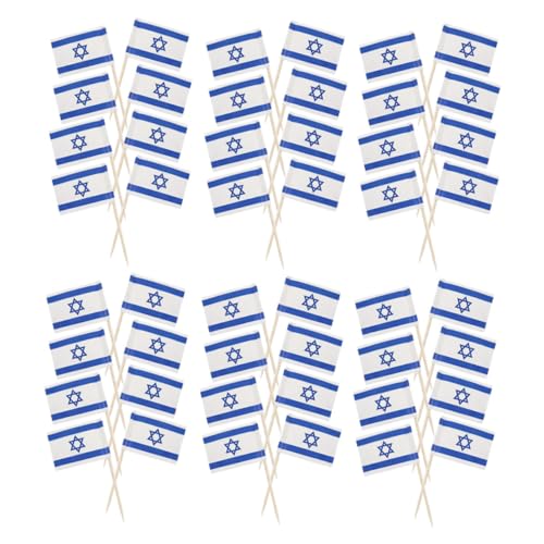 TOPBATHY 1 Satz Kuchen-zahnstocher-flagge Israel Flagge Israel Fahne Muffinförmchen Zum Backen Streusel Zum Dekorieren Von Kuchen Flaggenstöcke Flaggen-cupcake-picks Holz 200 Stück von TOPBATHY