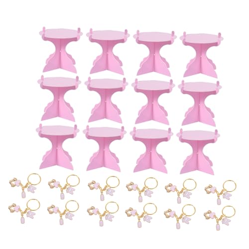 TOPBATHY 1 Satz Mini-cupcake-ständer Mikro-landschaftsornamente Geschlechterparty-dekorationen Für Babypartys Silvester Zubehör Runde Perlen Lanyard Süße Dekoration 2025 Tiara Rosa Papier von TOPBATHY