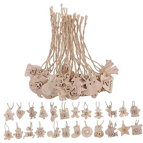 TOPBATHY 1 Satz Weihnachtskalender-Anhänger Ornamente tage bis weihnachtscountdown christbaum anhänger christbaumanhänger Weihnachtsbaum-Hängeornament Weihnachtsanhänger zum Aufhängen Holz von TOPBATHY