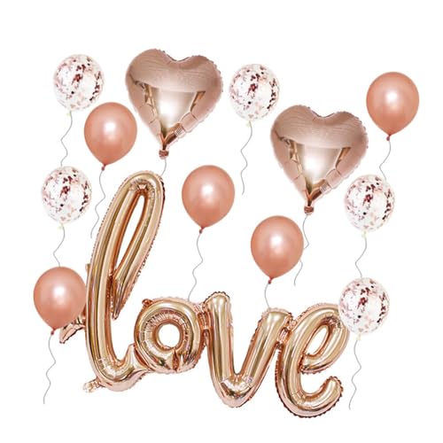 TOPBATHY 1 Set Hochzeitsballons Set Aus Latex Und Aluminiumfolie Valentinstag & Party Dekoration Rosé LOVE Ballon Set Mit Perlenlatexballons von TOPBATHY