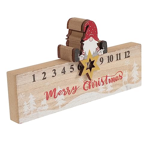 TOPBATHY 1 X Weihnachts Countdown Kalender Weihnachtskalender Adventskalender Weihnachtstafelaufsatz Kalender Weihnachtsferien Weihnachtsbär Weihnachtsmann Ornamente Holz Khaki von TOPBATHY