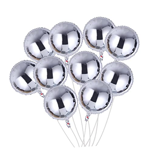 TOPBATHY 10 Stück 18 Party Folienballons Zahlen Luftballon Runder Heliumballon Silver von TOPBATHY