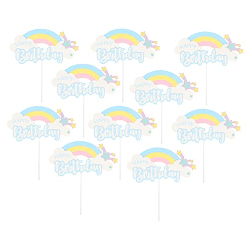 TOPBATHY 10 Stück Wolke Regenbogen Karte Kuchen Topper Kuchen Dekoration Zubehör Kuchen Dekorationen Kuchen Ornamente Geburtstag Party Kuchen Liefert Kuchen Dekoration Für Geburtstag von TOPBATHY