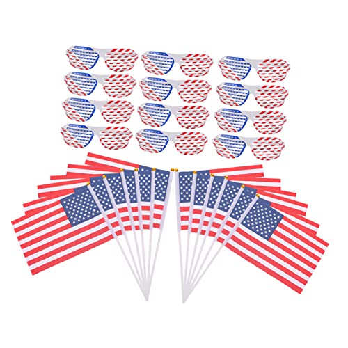 TOPBATHY 12 Sets Brillen Mit Amerikanischer Flagge Weihnachtsdekoration Weihnachtsanzüge Mini Flaggen Krippendekor Patriotisches Partygeschenk Rotes Amerikanische Flagge von TOPBATHY