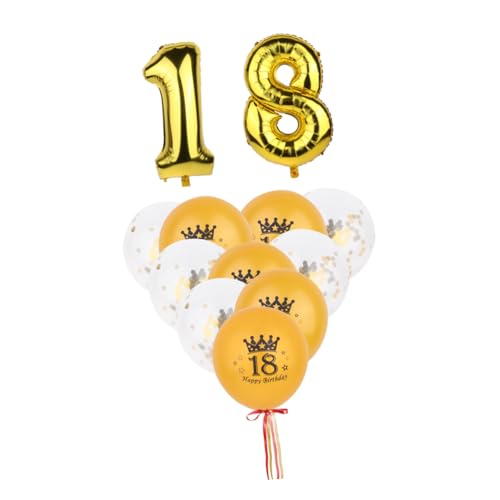 TOPBATHY 12 Stück 1 Satz Latexballons Zum Geburtstag Ballons Bedrucken Konfetti-luftballons Dekoration Zum 18-jährigen Jubiläum 18 Hochzeitsballon 18 Feierballon Zahlenballon Golden von TOPBATHY