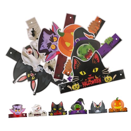 TOPBATHY 12St Halloween-Papierhut halloween dekoration Halloween-Kürbis-Türschild Halloween hängendes Türschild Monster-Mottoparty Partyhüte für Kinder, Partygeschenke, Stirnbänder von TOPBATHY